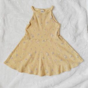 Girls 2T Modern Moments Pale Yellow Cotton Halter Dress with Floral Pattern